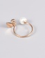 Fashion Rose Gold Titanium Diamond Swan Pearl Open Ring