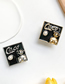 Fashion Metal Stand - Square Pearl Cob - Silver Alloy Electroplating Bear Pearl Letter Drop Oil Square Cell Phone Airbag Holder