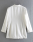 Fashion White Silk-satin Double-breasted Pocket Blazer