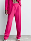 Fashion Rose Red Solid Micro Pleated Straight-leg Trousers