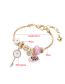 Fashion Pink Bronze Diamond Key Letter Cloud Multi-element Bracelet