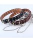 Fashion Double Row Corns Brown (with Hanging Chain) Pu Single Row Eyelet Chain Wide Belt