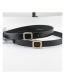 Fashion Pearl Silver Buckle Wide Belt With Square Snaps