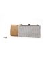 Fashion Silver Satin And Diamond Large Capacity Clutch