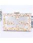 Fashion Silver Large-capacity Clutch Bag With Flower Appliquéd Gold And Pearls
