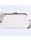 Fashion Special White Satin Beaded Large Capacity Clutch