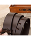 Fashion Brown Leather Wide Belt With Metal Buckle