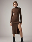 Fashion Black Ribbed-knit Slit Dress