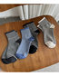 Fashion Grey Cotton Striped Socks