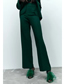 Fashion Green Polyester Straight Trousers