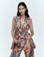 Fashion Color Geometric Print Lace-up Sleeveless Vest