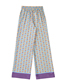 Fashion Color Geometric-print Silk-satin Straight-leg Trousers