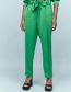 Fashion Green Woven Crinkled Straight-leg Trousers