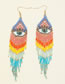 Fashion Gold Geometric Colorful Rice Beads Tassel Eye Drop Earrings