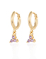 Fashion 4-gold Bronze Zirconium Geometric Triangle Hoop Earrings