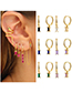 Fashion Purple-gold Brass Diamond Geometric Square Hoop Earrings