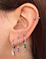 Fashion Pink-silver Brass Diamond Geometric Square Hoop Earrings