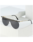 Fashion Gold Frame Blue Film Large-frame Metal Semi-circle Sunglasses With Diamonds