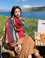 Fashion Orange Wool-print Fringed Knitted Shawl