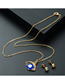 Fashion Suit Brass Gold Plated Diamond Scalloped Oil Eye Stud Necklace Set
