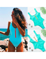 Fashion Lake Blue Solid Zip One Piece Swimsuit