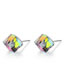 Fashion Lake Blue Geometric Square Crystal Sugar Cube Stud Earrings