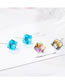 Fashion Colorful Geometric Square Crystal Sugar Cube Stud Earrings