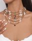 Fashion Blue Geometric Gold Beaded Pearl Beaded Round Diamond Necklace