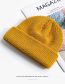 Fashion Pink Solid Color Wool Knit Rollover Hat