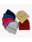 Fashion Leather Powder Solid Knit Rollover Hat