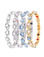 Fashion Silver - Colorful Alloy Diamond Heart Magnetic Bracelet