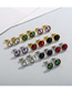 Fashion Purple Titanium Round Diamond Necklace Bracelet Stud Earrings Set