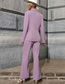 Fashion Purple Blazer Slit Pants Set With Polyester Lapel Pockets