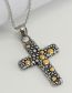 Fashion Gold Between Steel Stainless Steel Diamond Cross Necklace