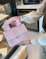 Fashion Pink Pu Print Lock Flap Plush Hand And Crossbody Bag