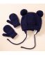 Fashion Navy Hat Knitted Wool Ball Lace-up Hood