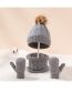 Fashion White Three-piece Suit Knitted Wool Ball Hooded Hat Scarf All-inclusive Gloves Set