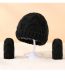 Fashion Black Wool Knitted Wool Ball Hood All-inclusive Glove Set