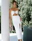 Fashion White Milk Silk Cutout Pleated Lace-up Slit Dress