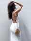 Fashion White Milk Silk Cutout Pleated Lace-up Slit Dress