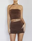 Fashion Brown Milk Silk Pleated Tank Top Skirt Set