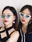 Fashion Black Frame Powder Resin Cat Eye Triangle Sunglasses