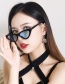 Fashion White Frame Blue Film Resin Cat Eye Triangle Sunglasses