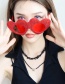Fashion Big Gold Powder Heart - Red Abs Love Sunglasses