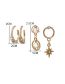 Fashion Gold Alloy Diamond Starburst Geometric Earrings Set