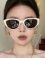 Fashion Solid White Ash Pc Rice Nail Large Frame Sunglasses
