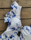 Fashion Blue Flower On White Polyester Print One-shoulder Cutout One-piece Swimsuit