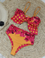 Fashion Orange Bottom Safflower Polyester Polka Dot Bow Sling Print Split Swimsuit