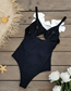 Fashion Black White Flower Solid Color Sling Large Floral One Piece Swimsuit
