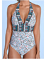Fashion Printing Polyester Halter Print One Piece Swimsuit